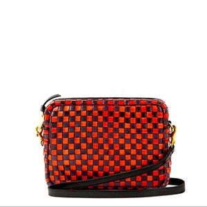Clare V. Red & Navy Checked Midi Sac